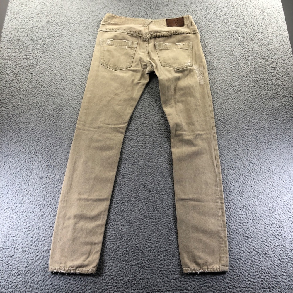 Alexander McQueen Jeans Womens 26 Beige Distressed Straight Leg Made In Italy - Picture 5 of 16